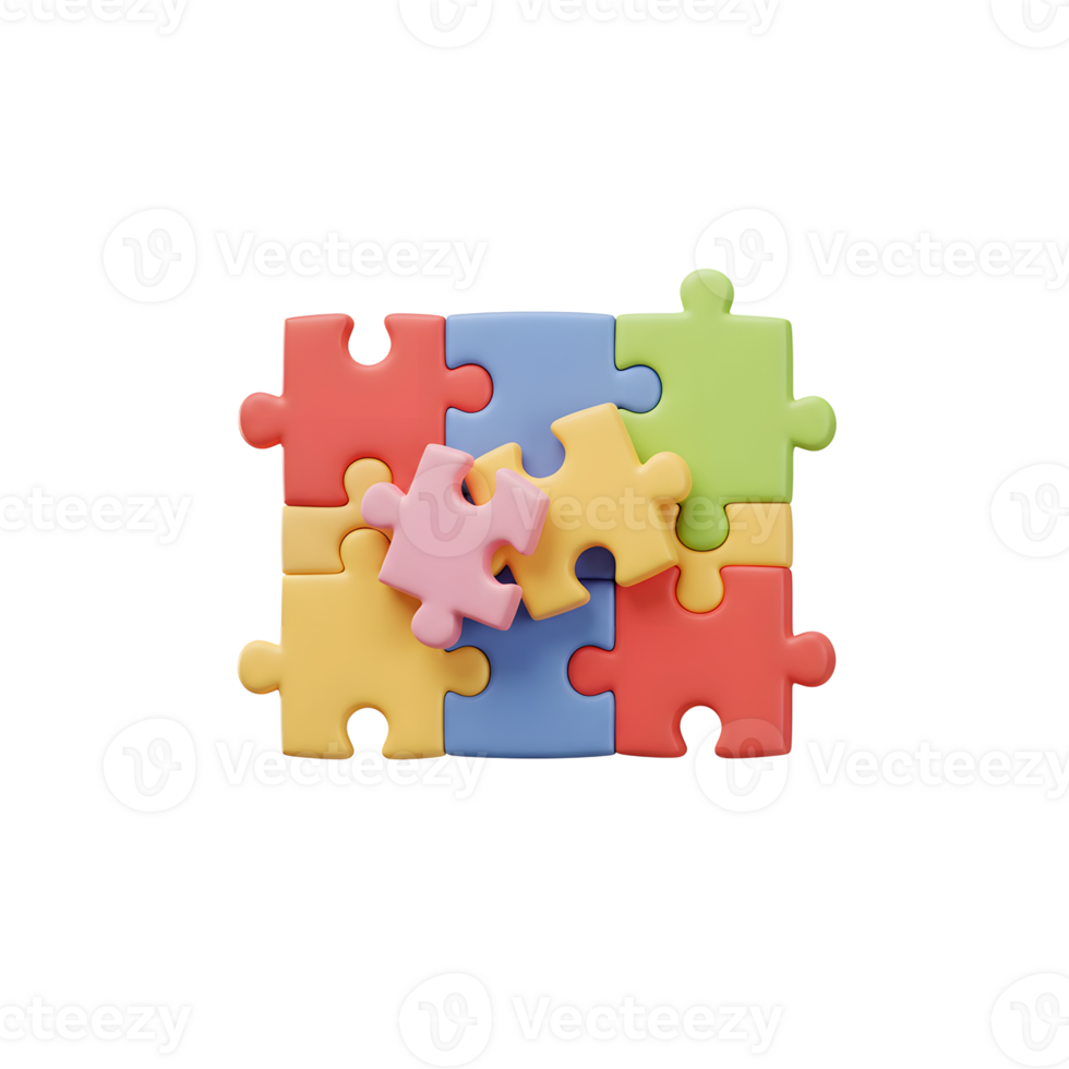 Colorful Puzzle Pieces Arranged with Missing Part Solution Concept Illustration png