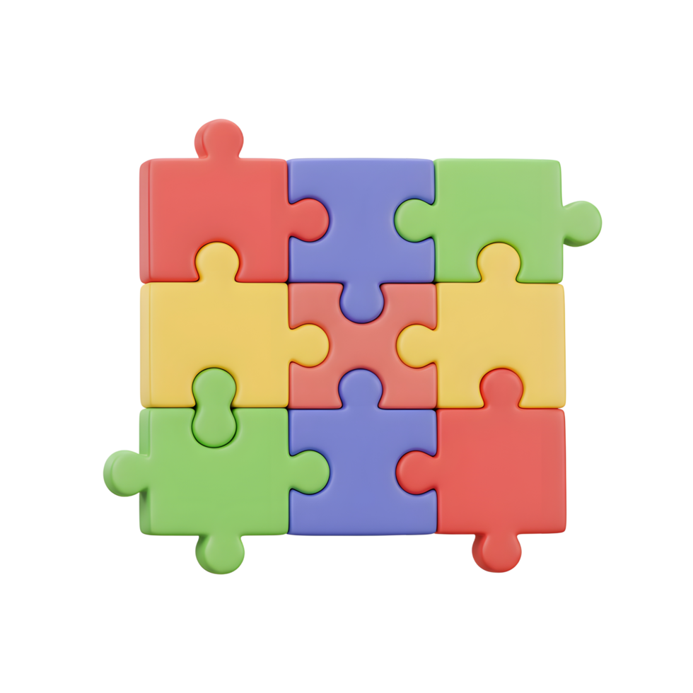 A cheerful arrangement of pastel-colored puzzle pieces interlocks perfectly, creating a vibrant and unified whole. The soft hues and simple design evoke a feeling of playful completeness. png