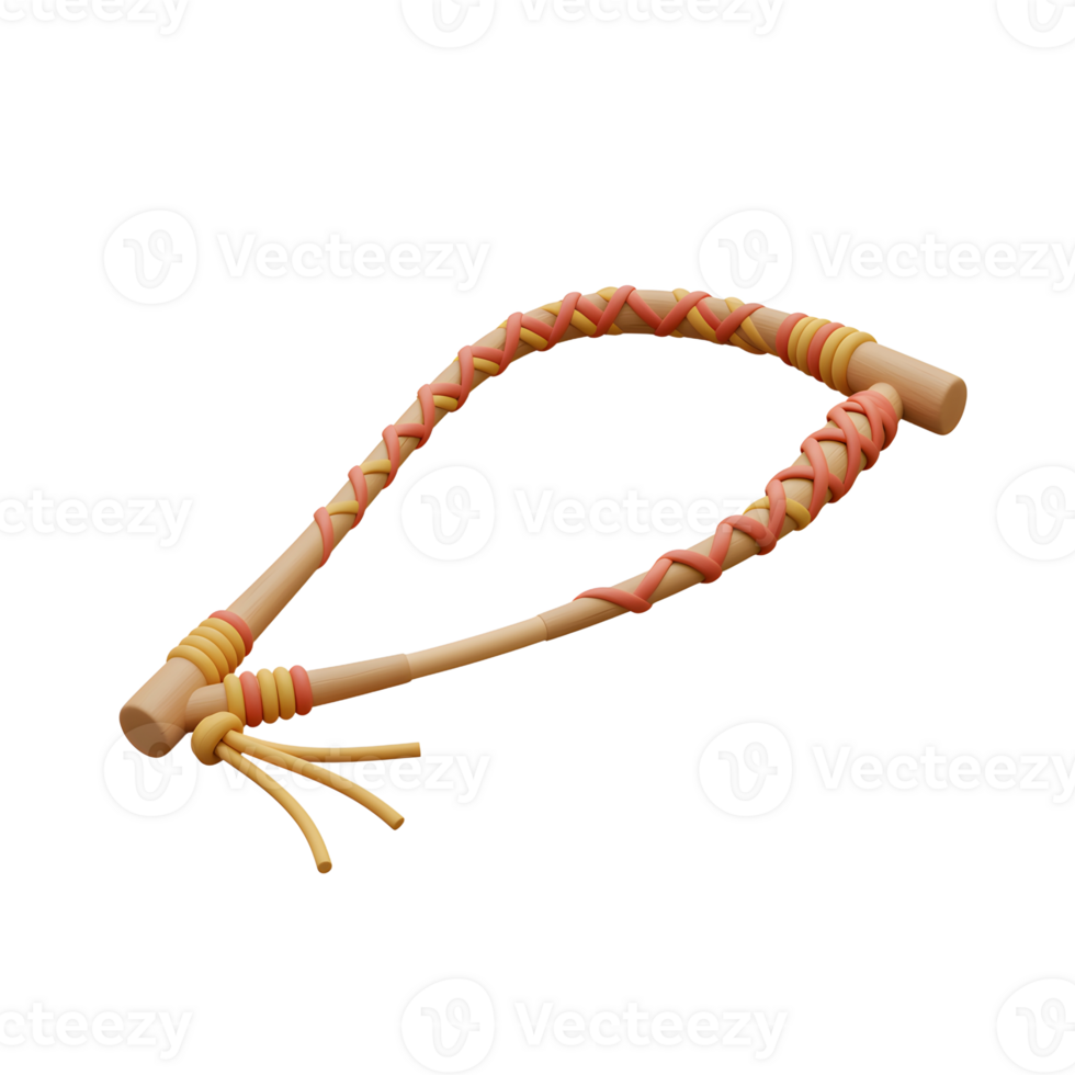 A charming, handcrafted wooden stick features a cheerful braided design in orange and yellow. Its playful curves and simple elegance create a lighthearted mood. png