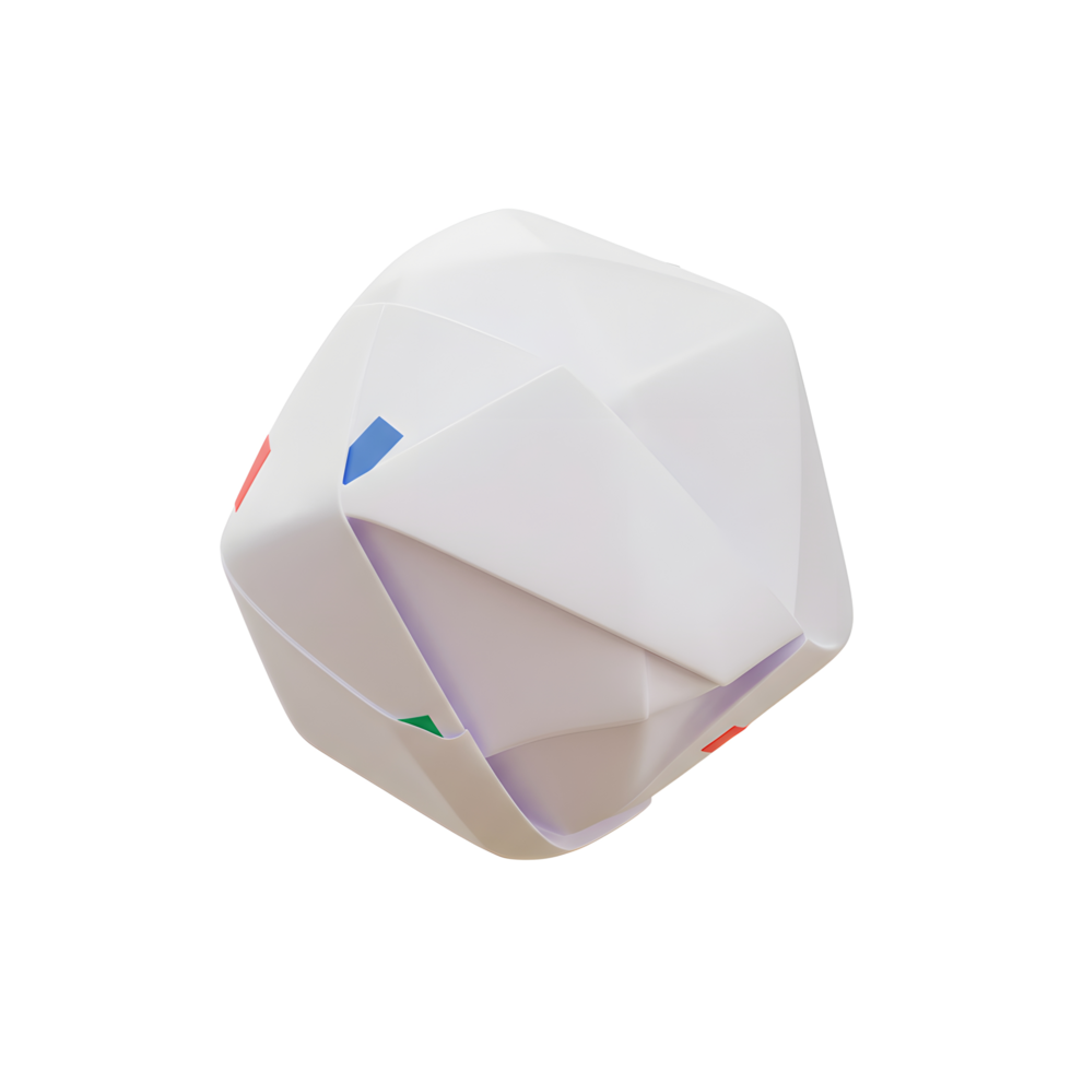 A captivating white origami sphere, its facets subtly hinting at folded paper, creates a minimalist yet intriguing design. Clean lines and soft light enhance its geometric elegance. png