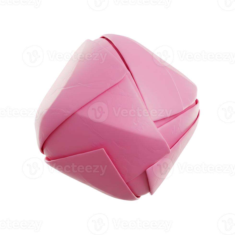 A captivating pink form, seemingly sculpted from folded facets, presents a unique textural contrast. Its delicate, almost origami-like structure creates a soft yet intriguing visual. png