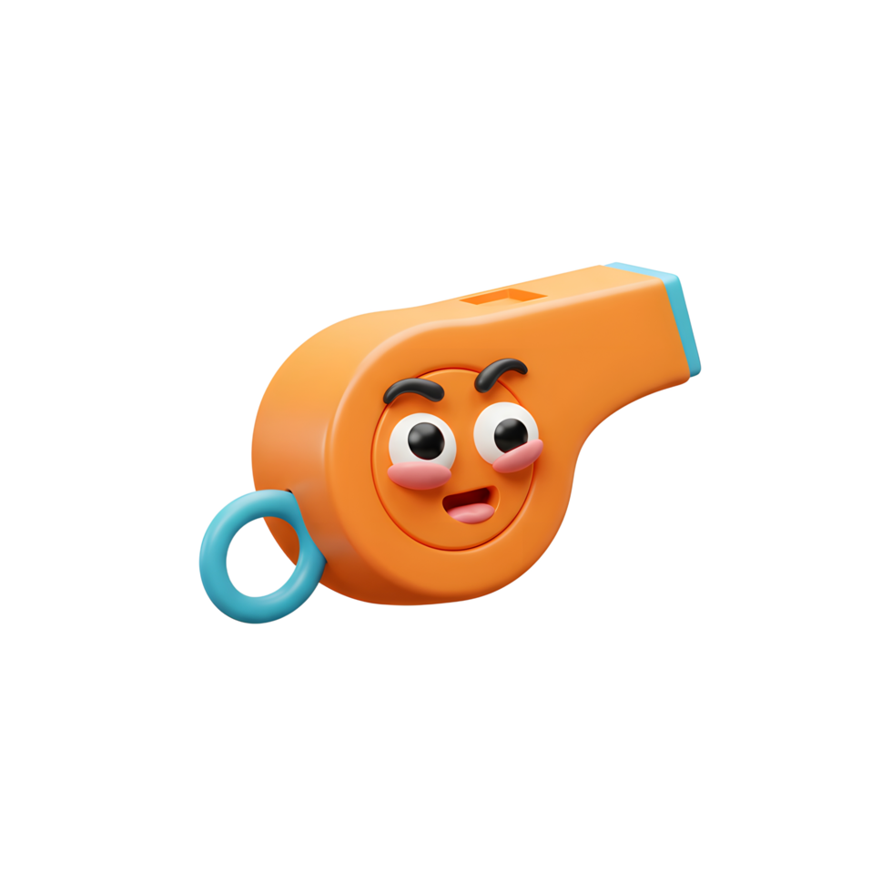A cheerful orange whistle with a charming emoticon takes center stage, its playful design and bright colors creating a lighthearted mood. png