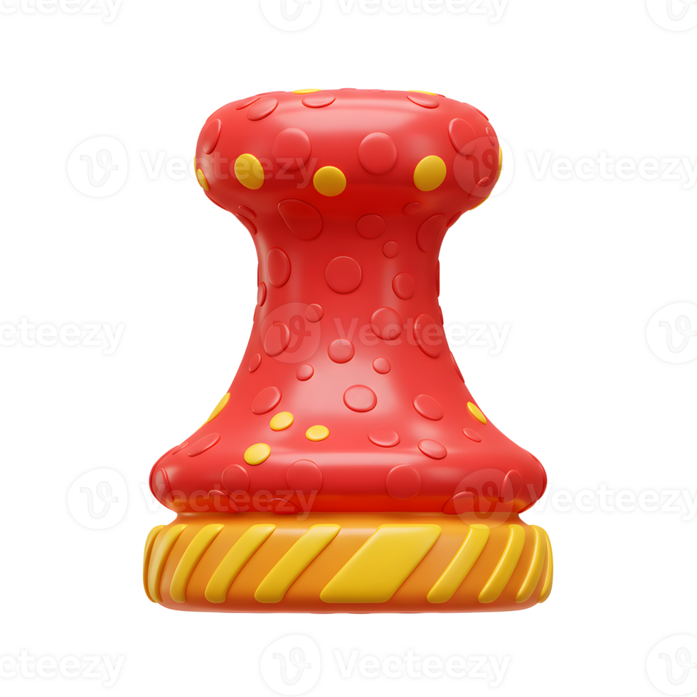 A cheerful, red stamp with yellow polka dots and stripes sits playfully against a white background. Its bubbly 3D design evokes a fun, childlike mood. png