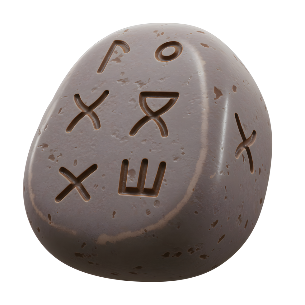 A mystical gray stone, etched with ancient runes, evokes a sense of mystery and forgotten lore. Its smooth surface hints at time's passage, adding to its enigmatic charm. png
