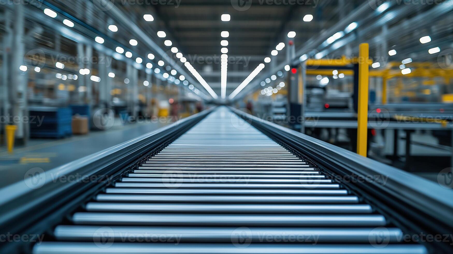 Empty conveyor belt in a modern factory photo