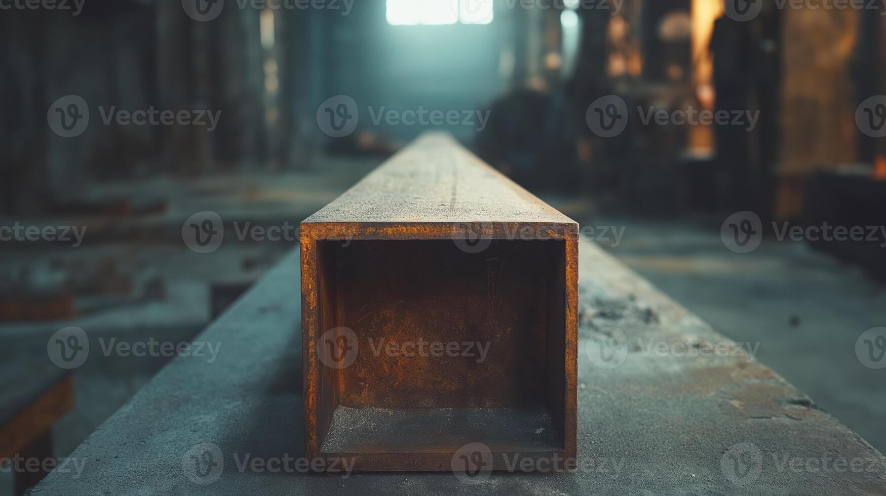 Labour Day. Rusty steel beam in an abandoned workshop photo