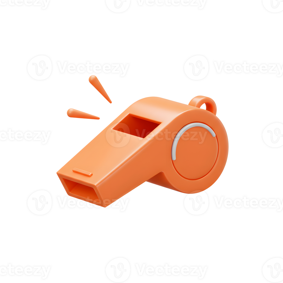 A cheerful orange whistle, ready to blow Simple, 3D design with a fun, playful vibe. png