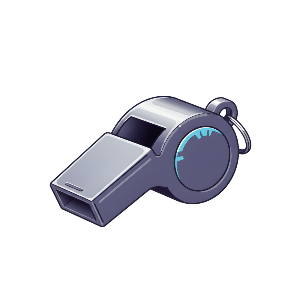 A metallic whistle, ready to blow Sharp lines and bright orange bursts create a dynamic, energetic feel. png
