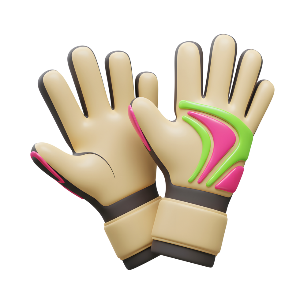Catchy beige goalkeeper gloves, accented with vibrant pink and lime green. Modern design, ready for action png