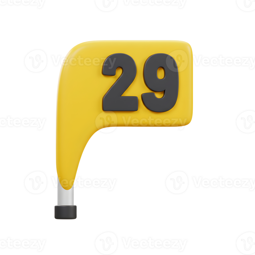 A cheerful yellow sign boldly displays the number 29. Its playful 3D design and simple style create a fun, memorable image. png