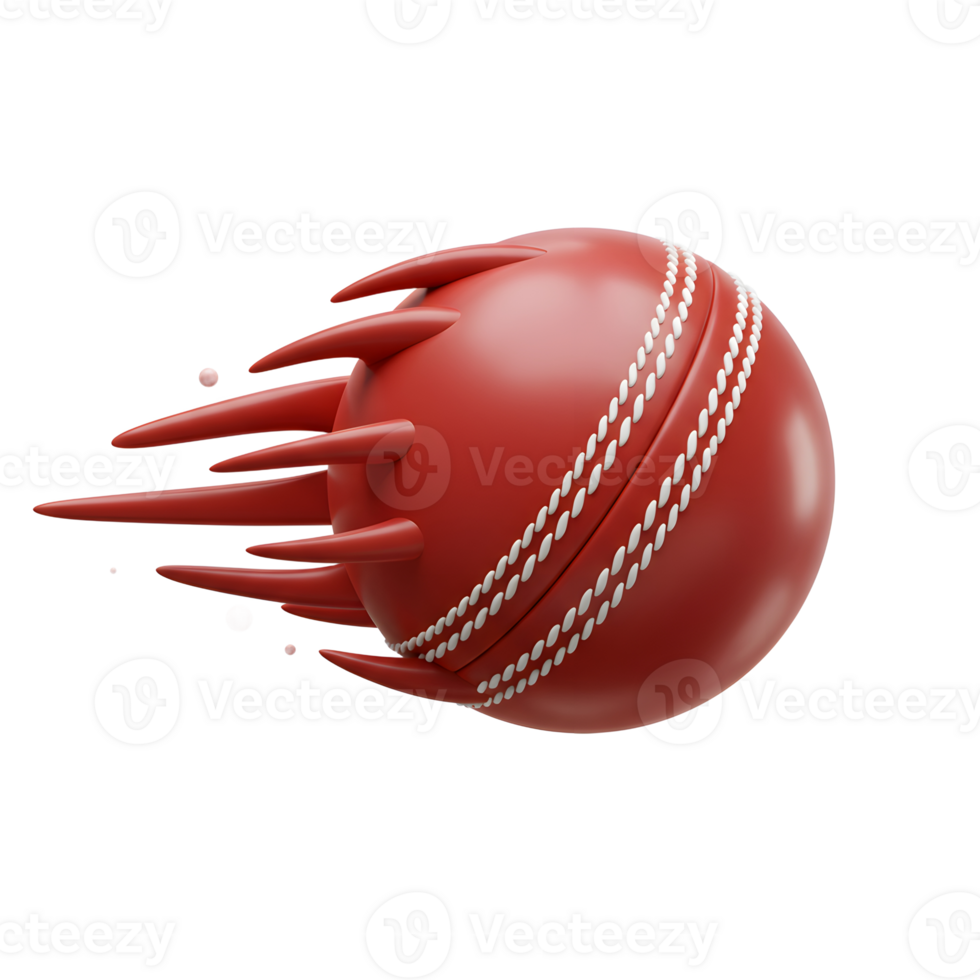 Red Cricket Ball Flying Fast with Motion Trails on White png