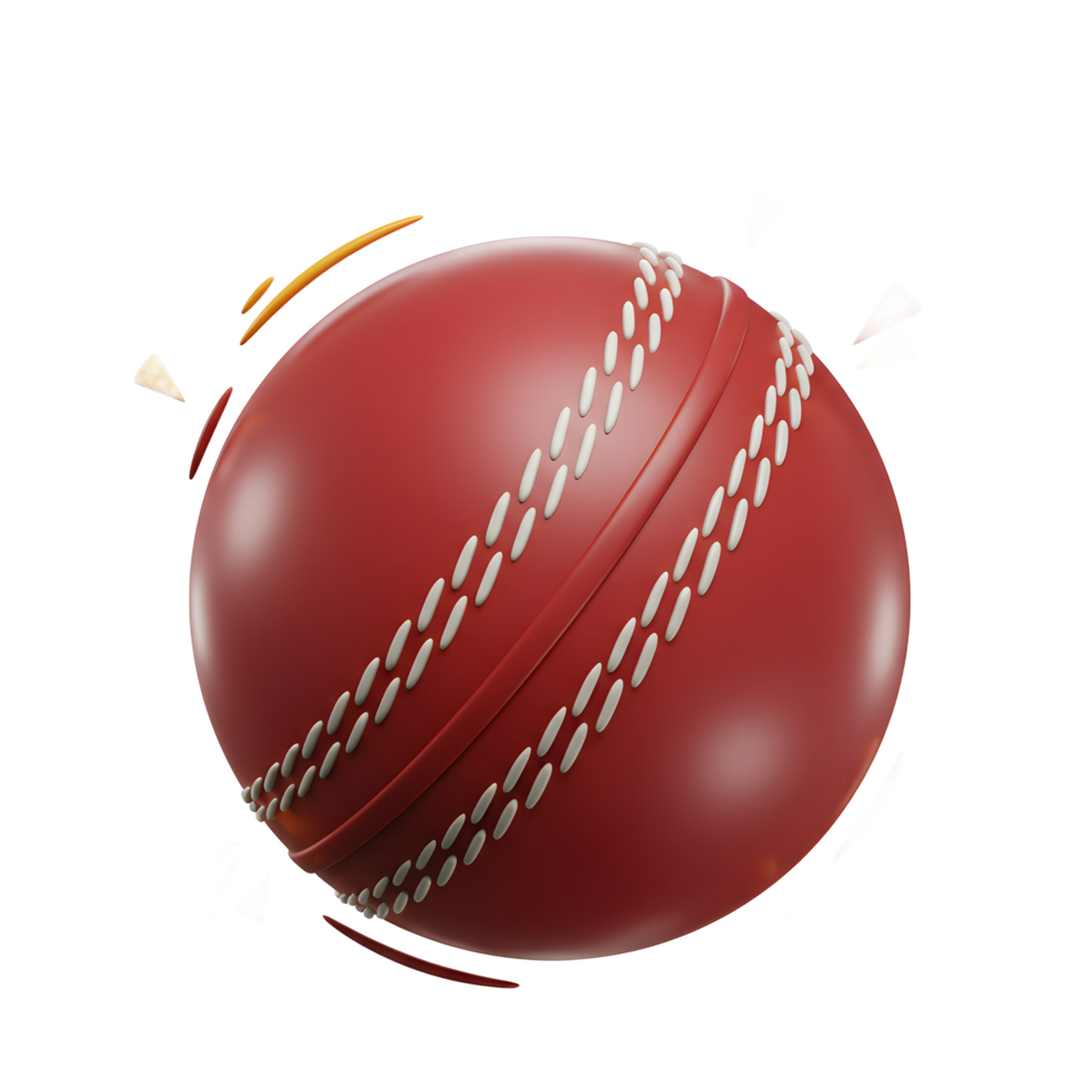 Red Cricket Ball with Stitching Isolated on White Background png