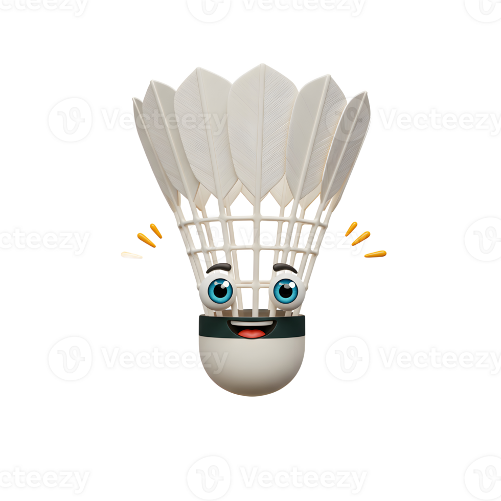 A happy badminton shuttlecock smiles brightly Its white feathers and playful face create a fun, energetic mood. Perfect for sports or game themes png