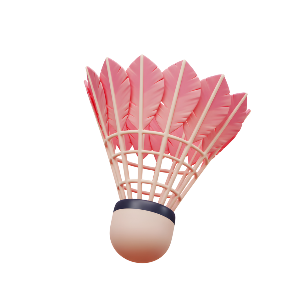 A charming pink badminton shuttlecock floats against a white background, its delicate feathers and soft color creating a lighthearted and playful mood. png