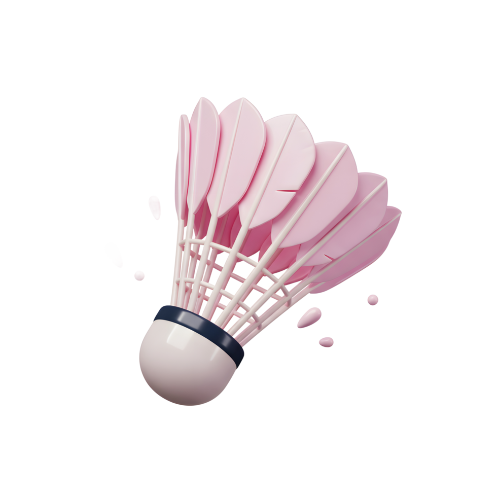 A charming pink badminton shuttlecock floats, its delicate feathers slightly askew, creating a light and airy mood. The pastel pink is delightful png