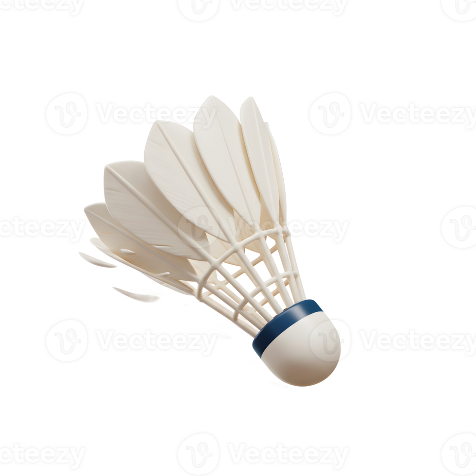 A pristine white shuttlecock, captured mid-flight, showcases its delicate feathers and sleek design. The minimalist background emphasizes the object's dynamic form. png