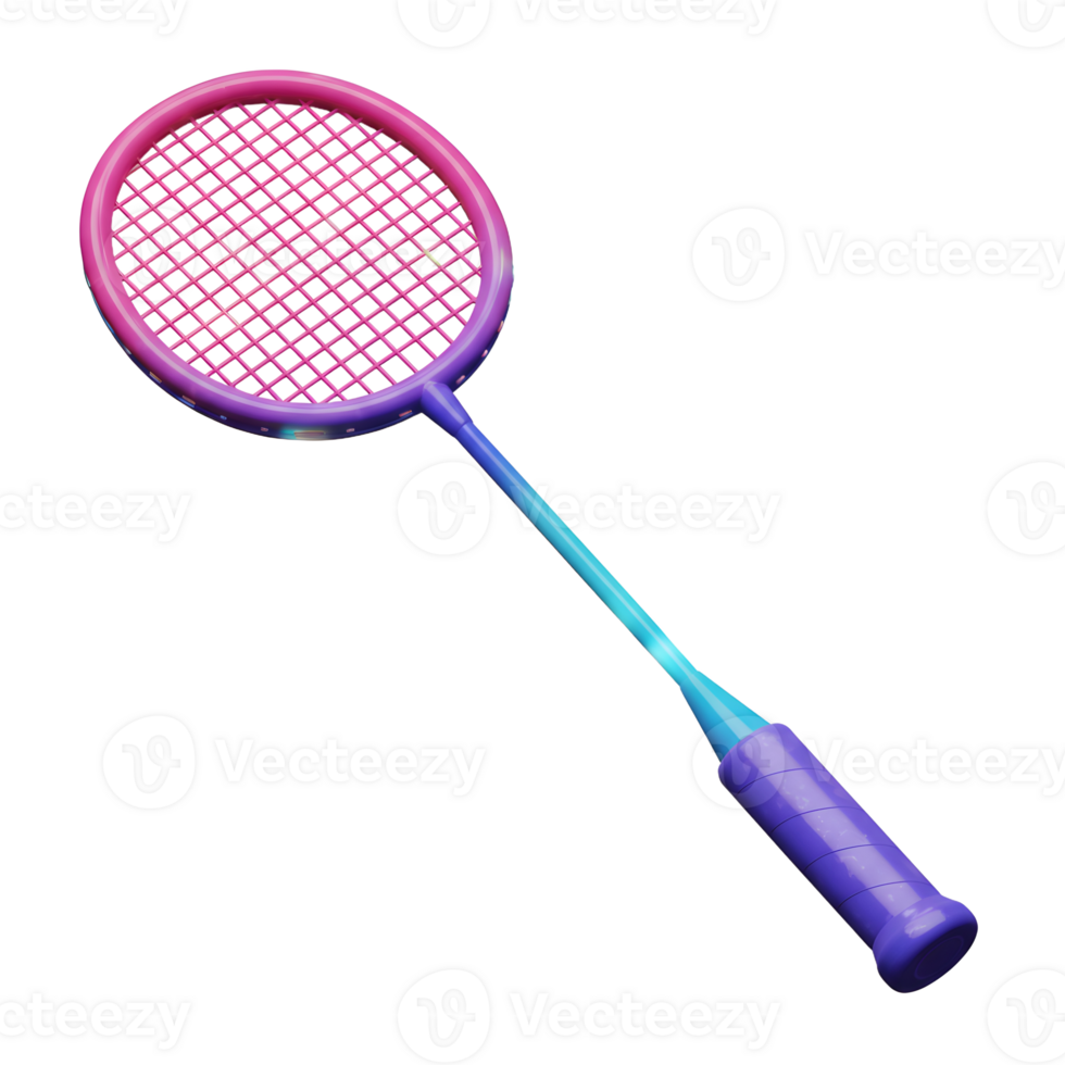 Catchy pink and purple badminton racket, perfect for energetic play Its radiant colors and sleek design make it a fun choice for any game. png