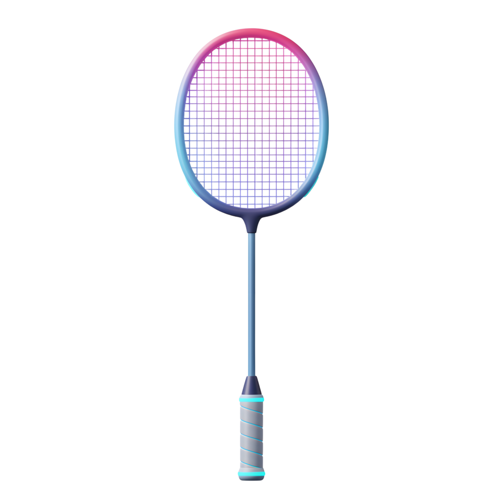 Catchy gradient colors highlight this sleek badminton racket. The cool blue and pink tones create a vibrant, energetic feel. Ready for a game png
