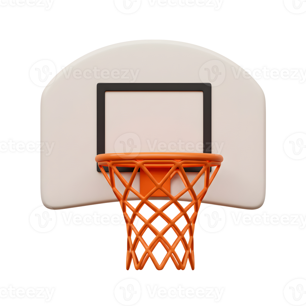 A clean, minimalist image showcases an orange basketball hoop against a bright white backboard. Simple yet striking, this image evokes a sense of sporty elegance. png