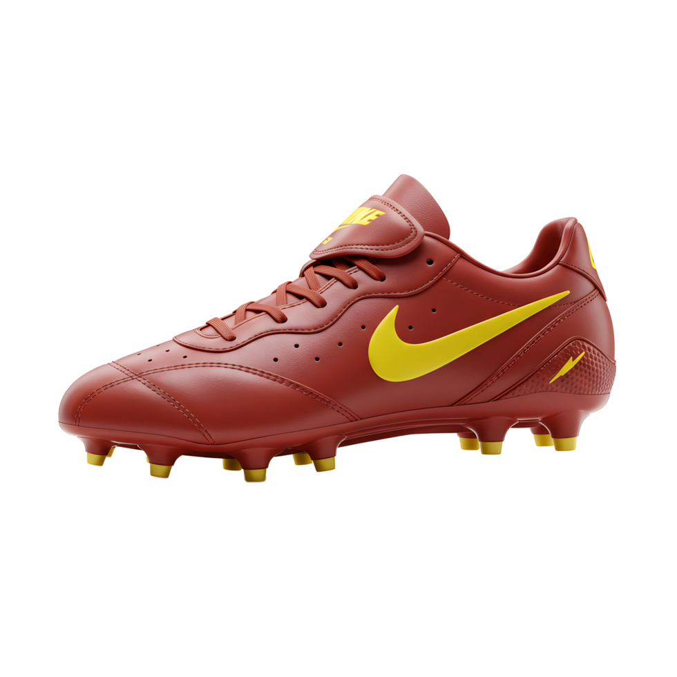 Maroon Soccer Boot with Yellow Accents Isolated on White Background png