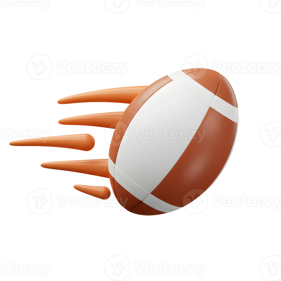 A dynamic image of a rugby ball in motion, streaking across the frame with fiery orange trails, creating a sense of speed and excitement. png