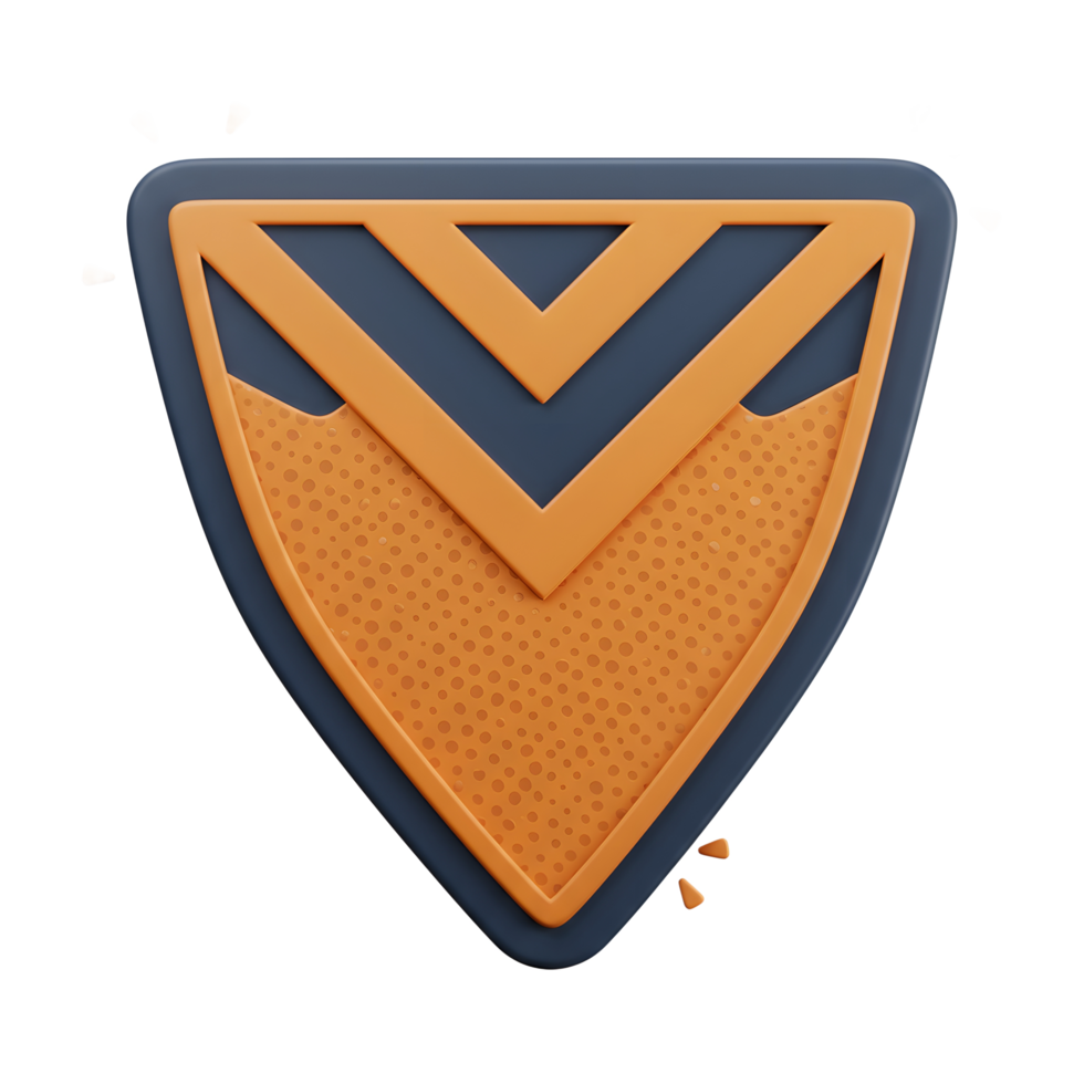 A striking shield graphic, featuring a vibrant orange center with a textured pattern and bold blue accents. Its modern, clean style evokes a sense of security and protection. png