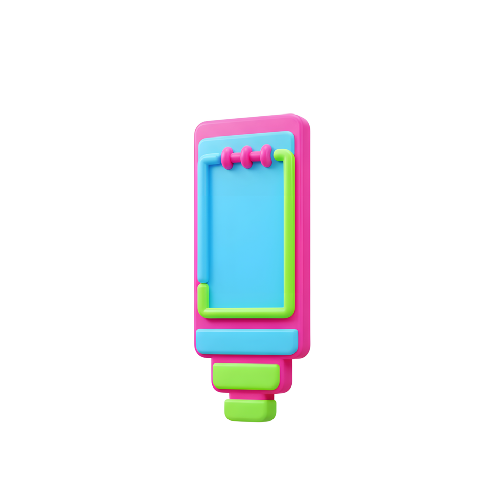 A cheerful, vibrant notepad design Notice the bright pink, blue, and green layers. Fun and playful, perfect for notes png
