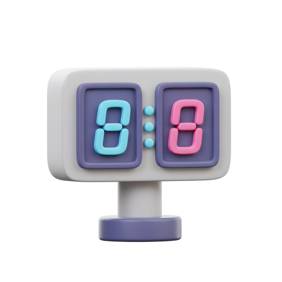 A charming 3D-rendered scoreboard shows a playful tie Pastel colors and a simple design create a cheerful mood. png