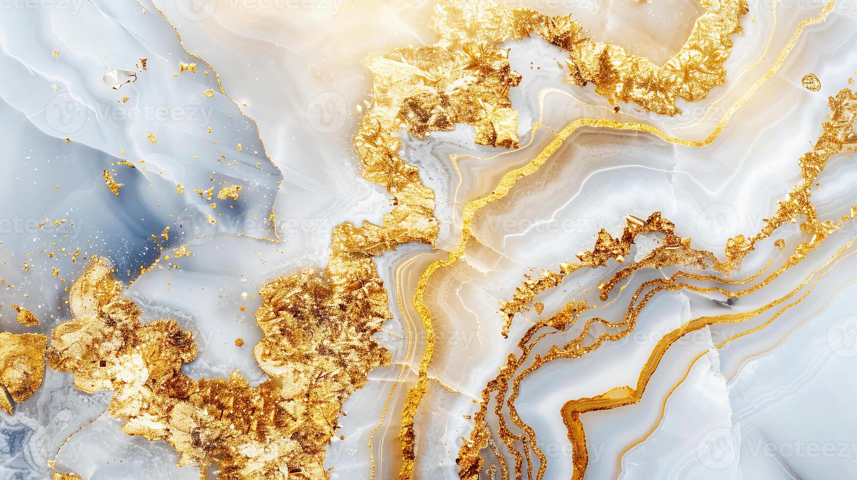 Abstract marble texture with rich gold veins and subtle blue hues. Perfect for wallpaper, backgrounds, and art design projects. photo