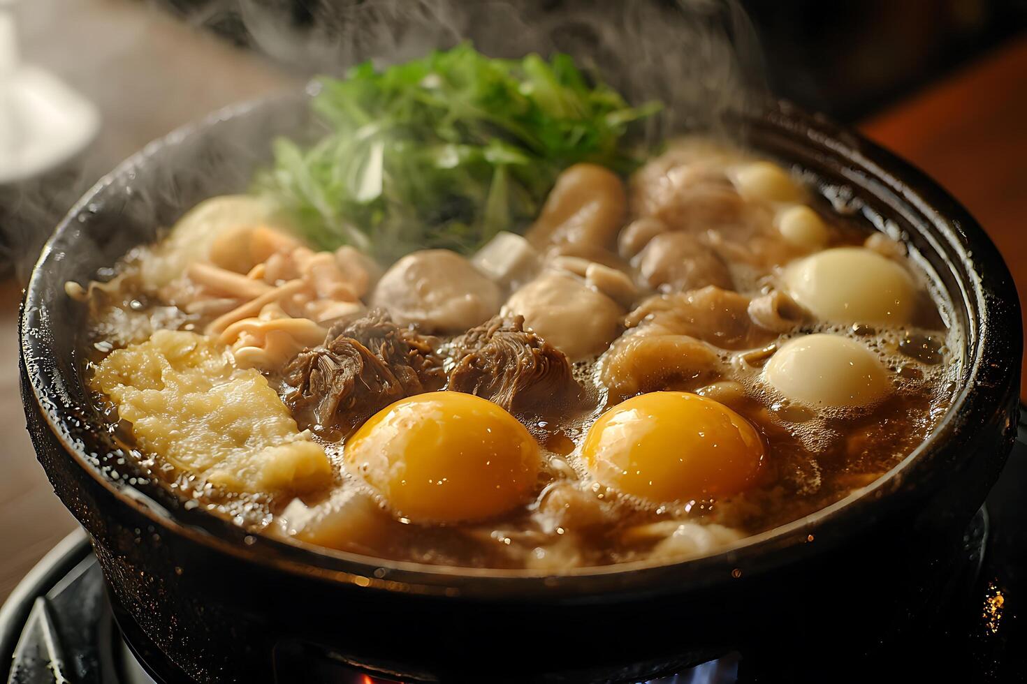 A bowl of food with eggs and meat photo