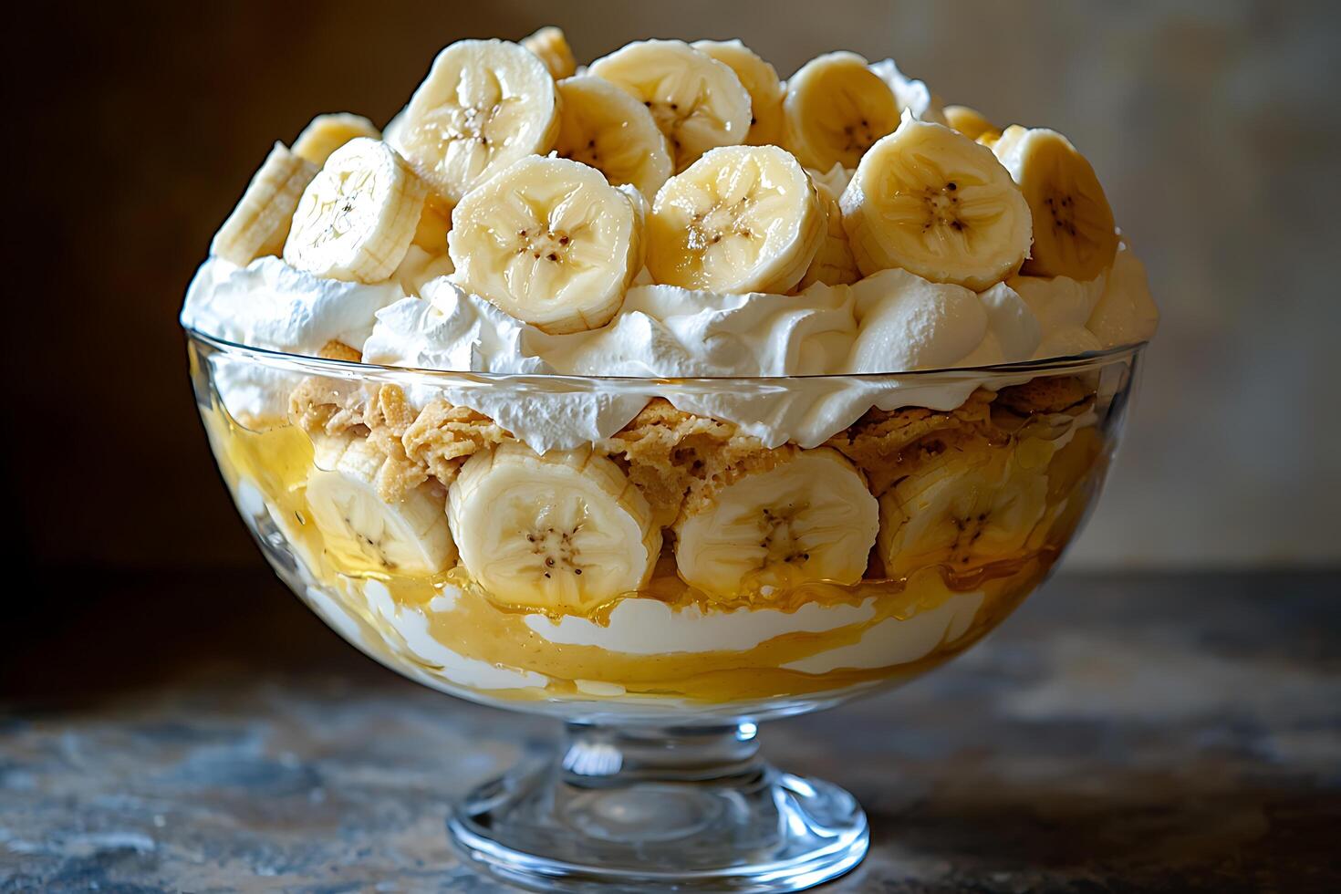 A bowl of banana pudding photo