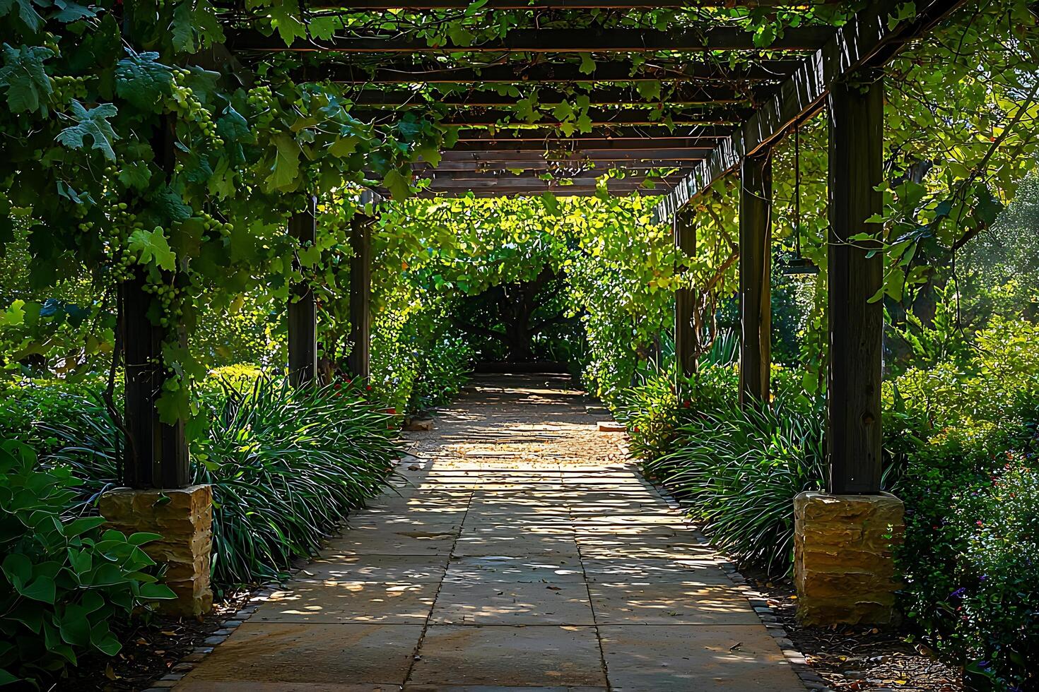 A walkway with a pergol photo