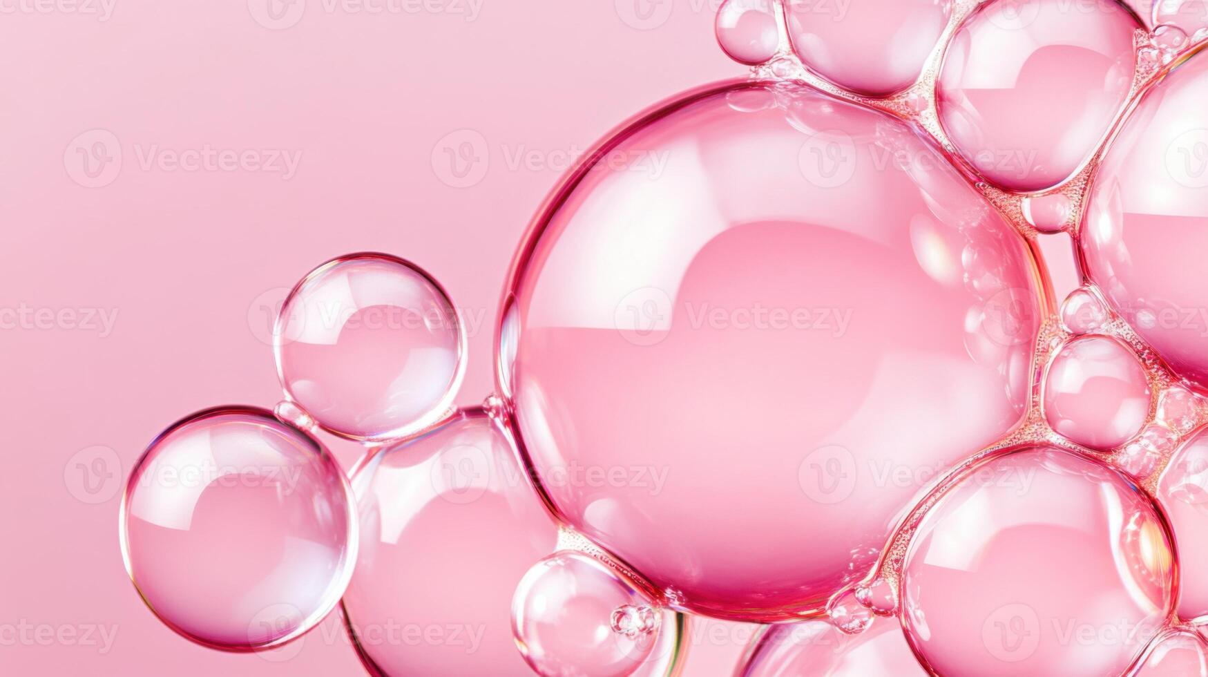 Red bubbles float in transparent liquid with soft blush lighting, creating an abstract texture that evokes beauty and scientific curiosity photo