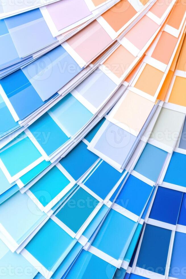 Color swatch board featuring baby blue and accent colors such as white, peach, and navy for modern design projects photo