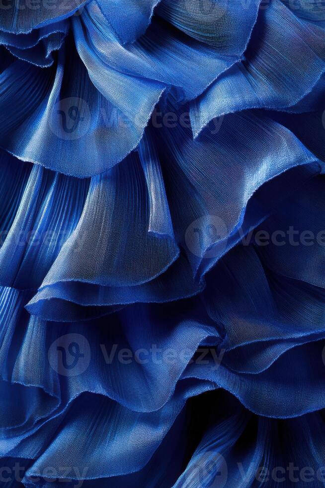 Vibrant ultramarine ruffled fan fabric creating a mesmerizing texture photo