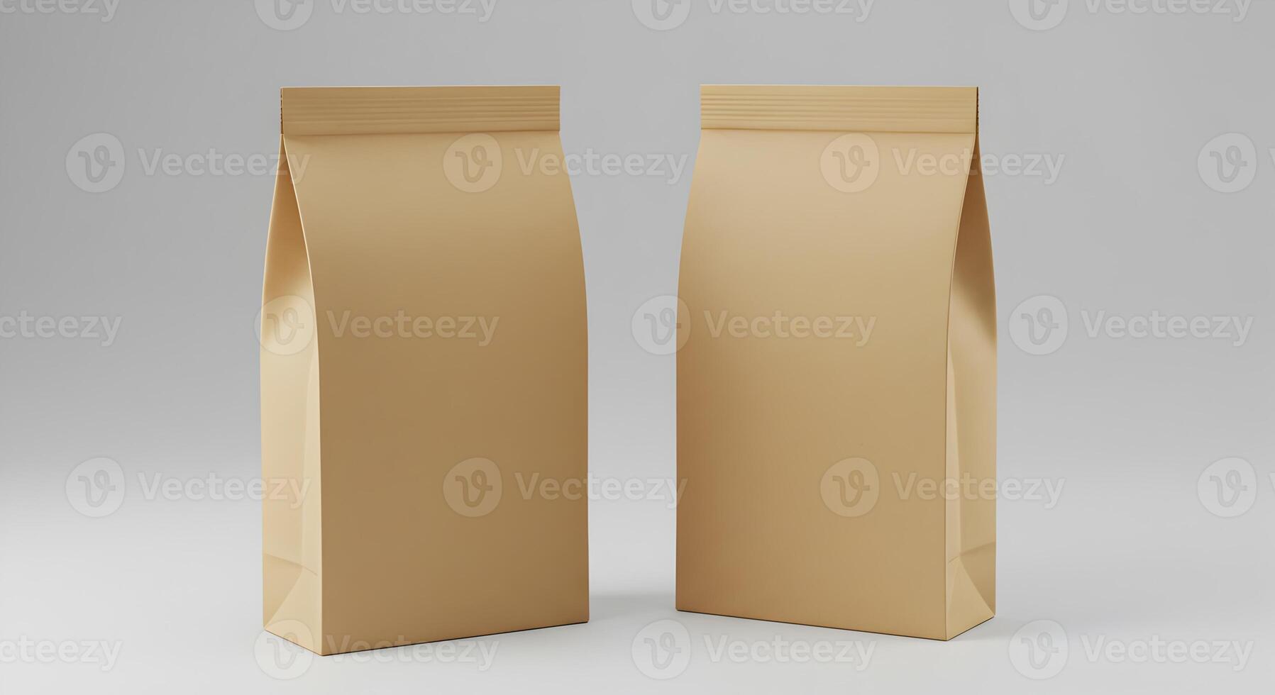 Two brown paper bag mockups for branding presentations and advertisements photo
