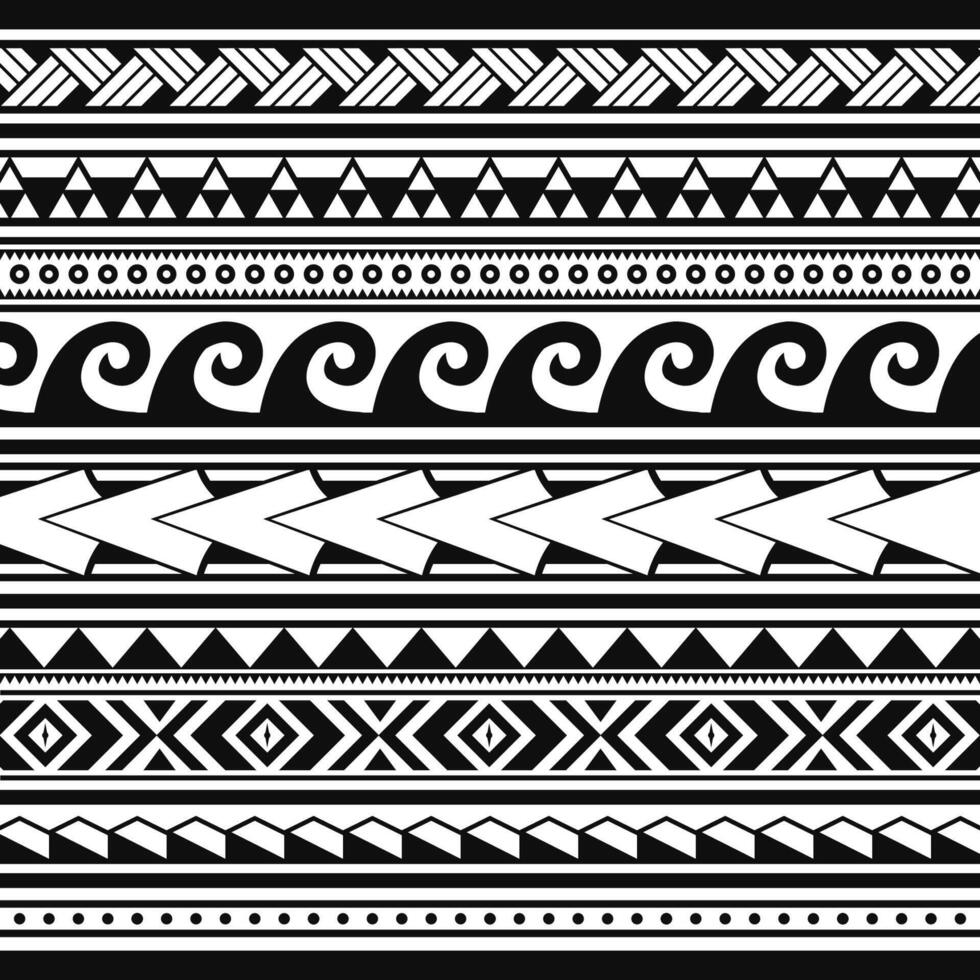 hawaiian tribal pattern ethnic ornaments art fabric carpet print pattern wallpaper black and white background vector