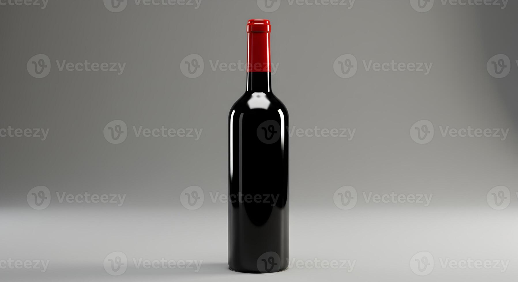 Elegant close-up of a red wine bottle with a minimalist background photo