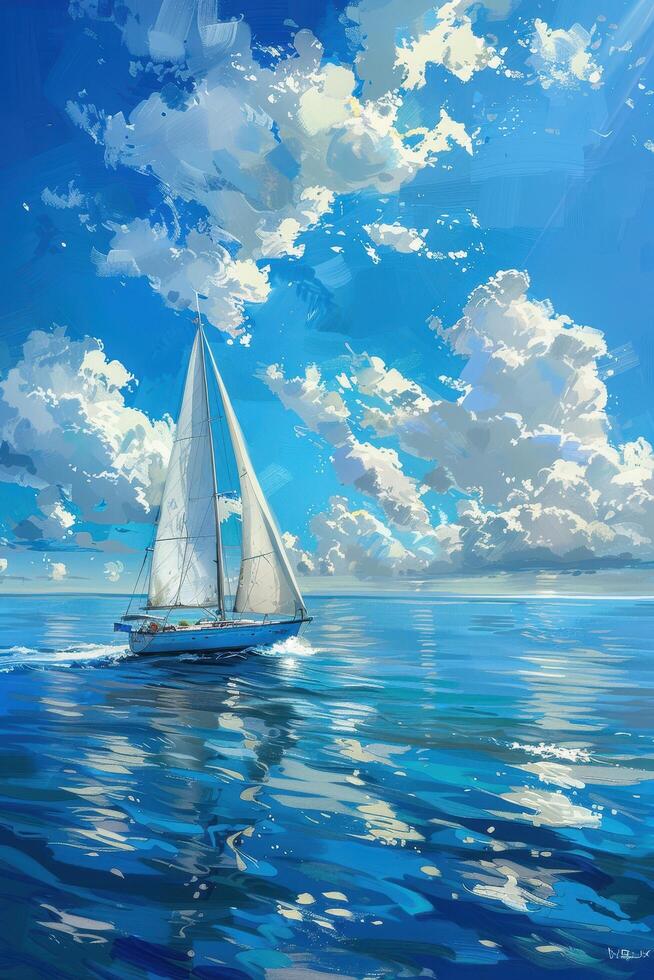 Sailing Under a Cloudy Blue Sky photo