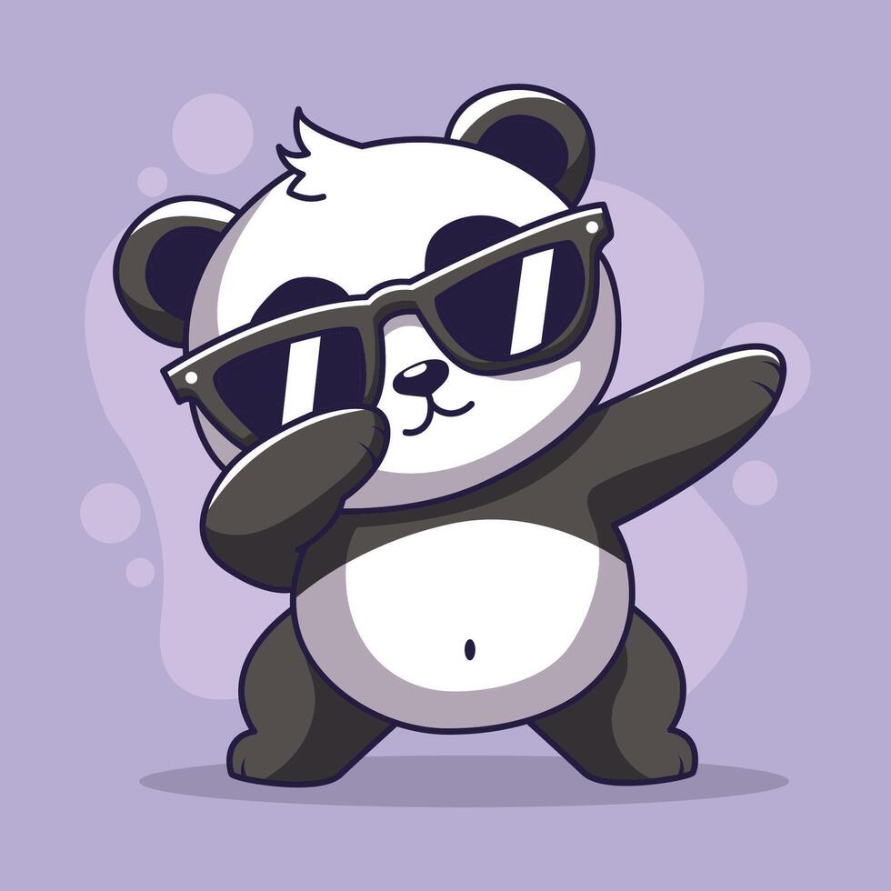 Cute panda wearing sunglasses. illustration in cartoon style. vector