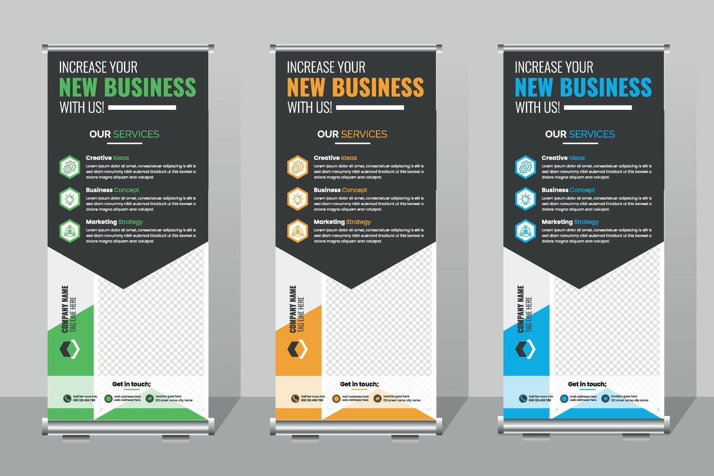 Business roll up banner template,Promotional Banners Showcasing Business Services in a Modern Design for Company Growth vector