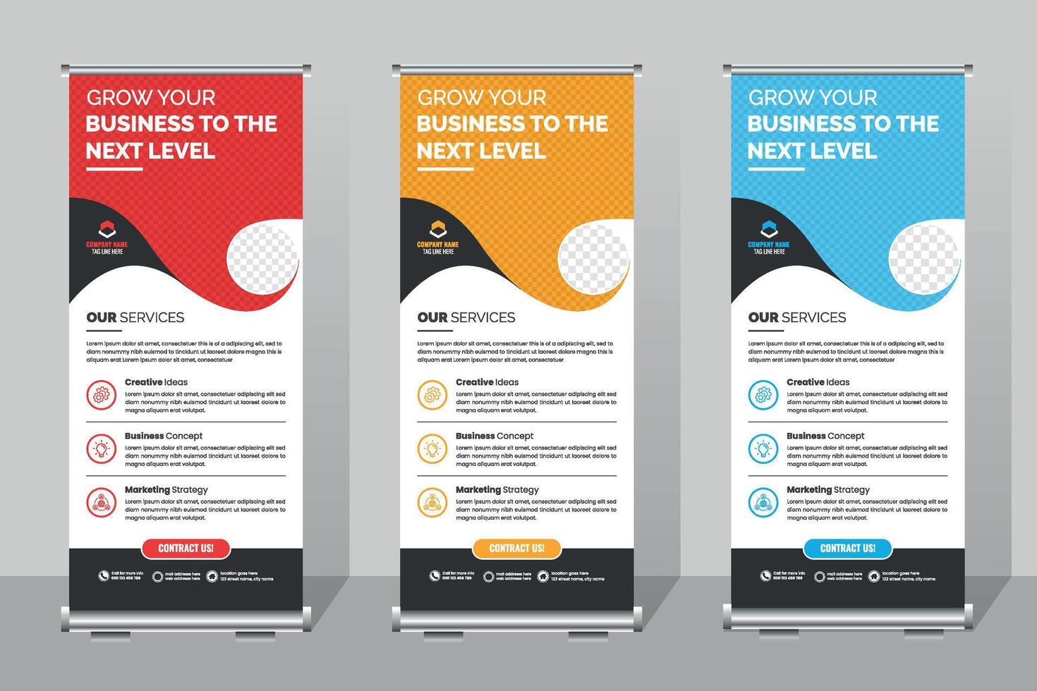Business roll up banner template,Grow Business With Creative Services and Marketing Strategies to Attract Clients vector