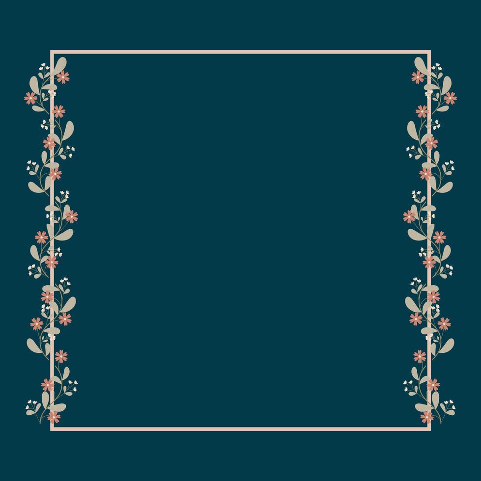 Square Wreath Border Frame With Green And Brown Floral Decoration vector