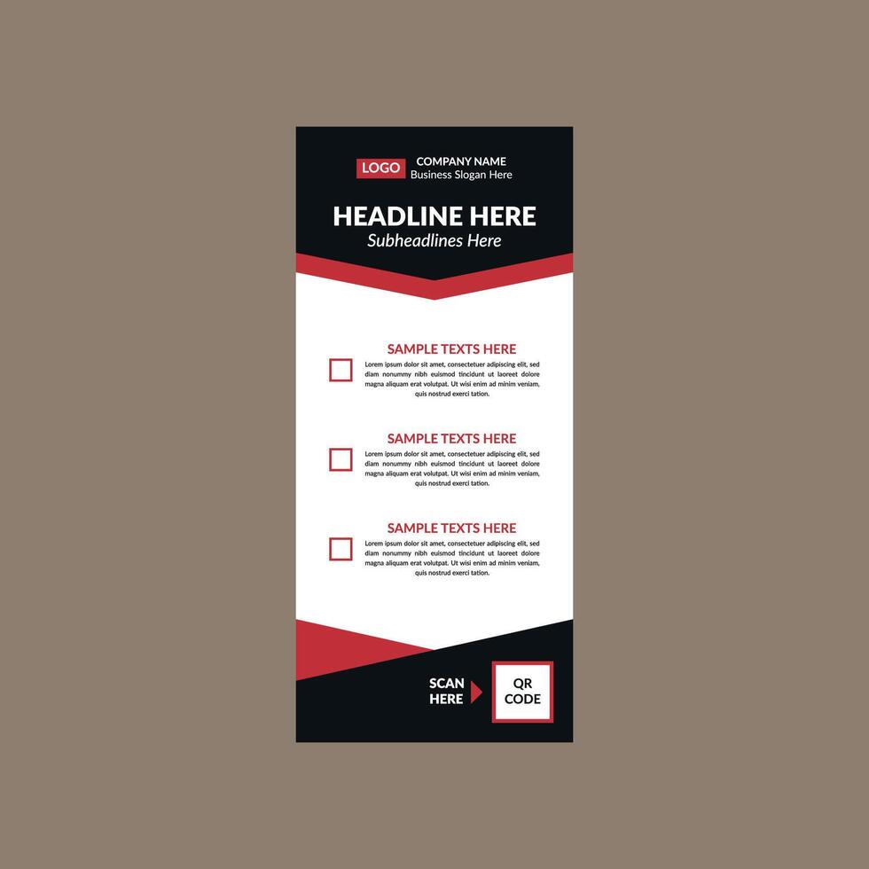 Modern Roll up Banner Design. Artistic Layout Display for Promotional Campaign. vector