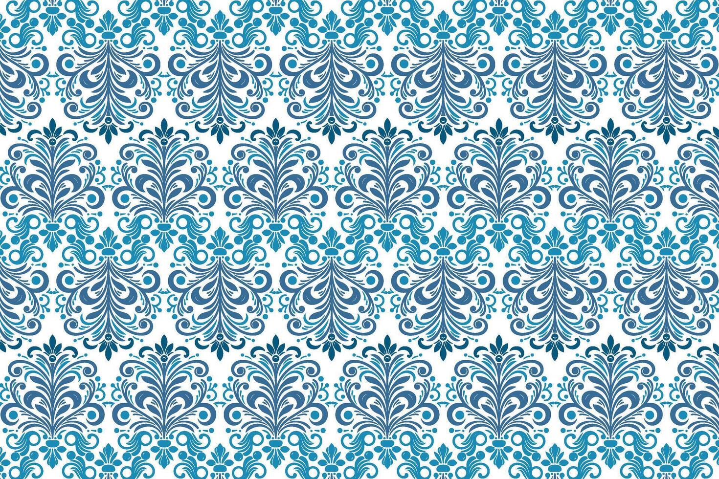 detailed bohemian blue seamless pattern with ornamental borders and antique floral elements for wallpaper and decor vector