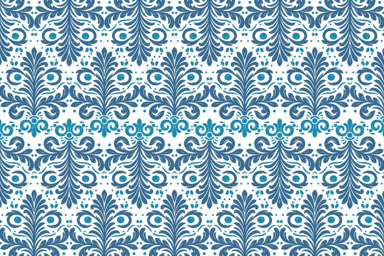 decorative blue seamless flower pattern with arabesque elements perfect for summer fabric templates and fashion prints vector