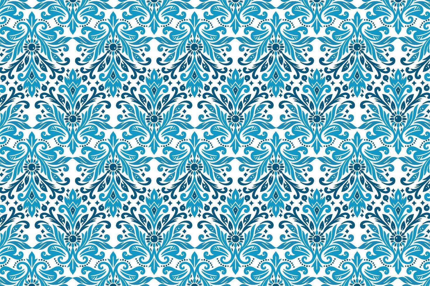 elegant seamless ornamental blue pattern with floral arabesque elements for bohemian fabric wedding and textile design vector