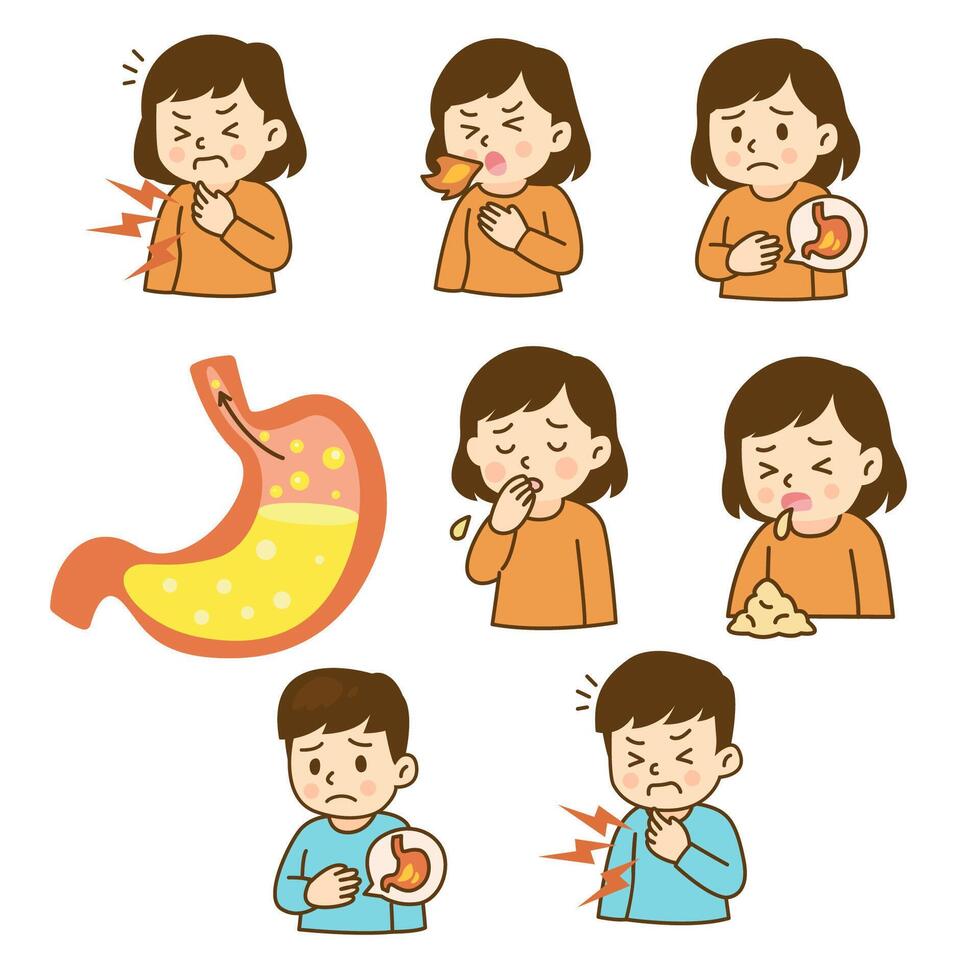 gastroesophageal reflux disease, GERD symptoms vector