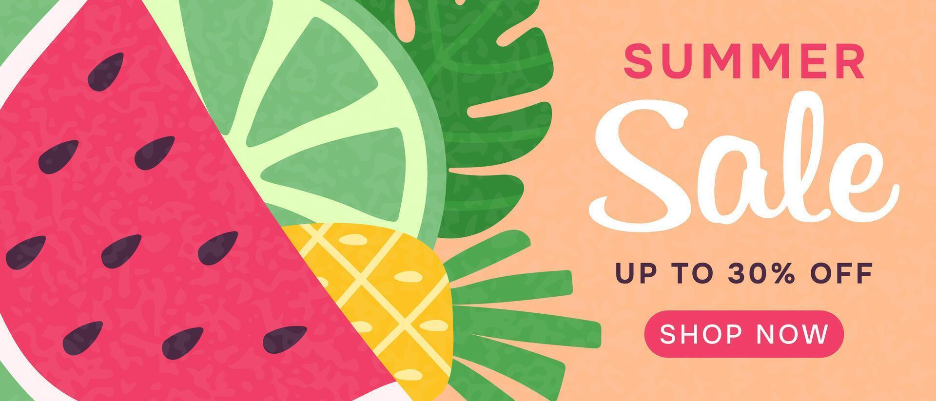 Summer sale banner. Summer commercial background with juicy berries for seasonal shopping promotion and advertising. vector