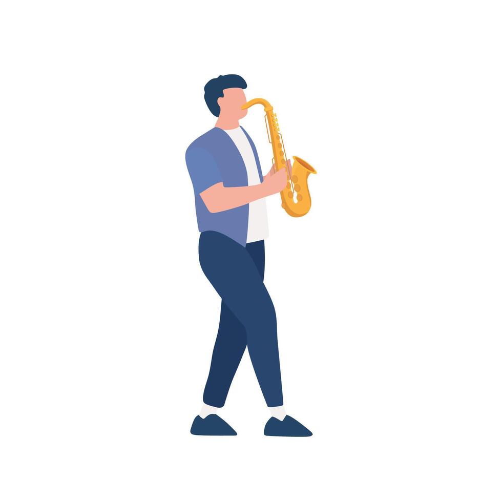 Man playing jazz music on saxophone vector